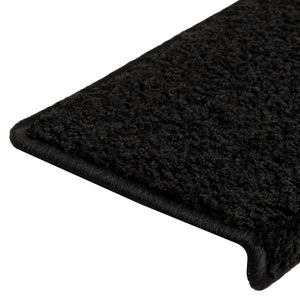 Tappetini per scale 10 pz 65x21x4 cm Nero Bordo rettangolare 149817