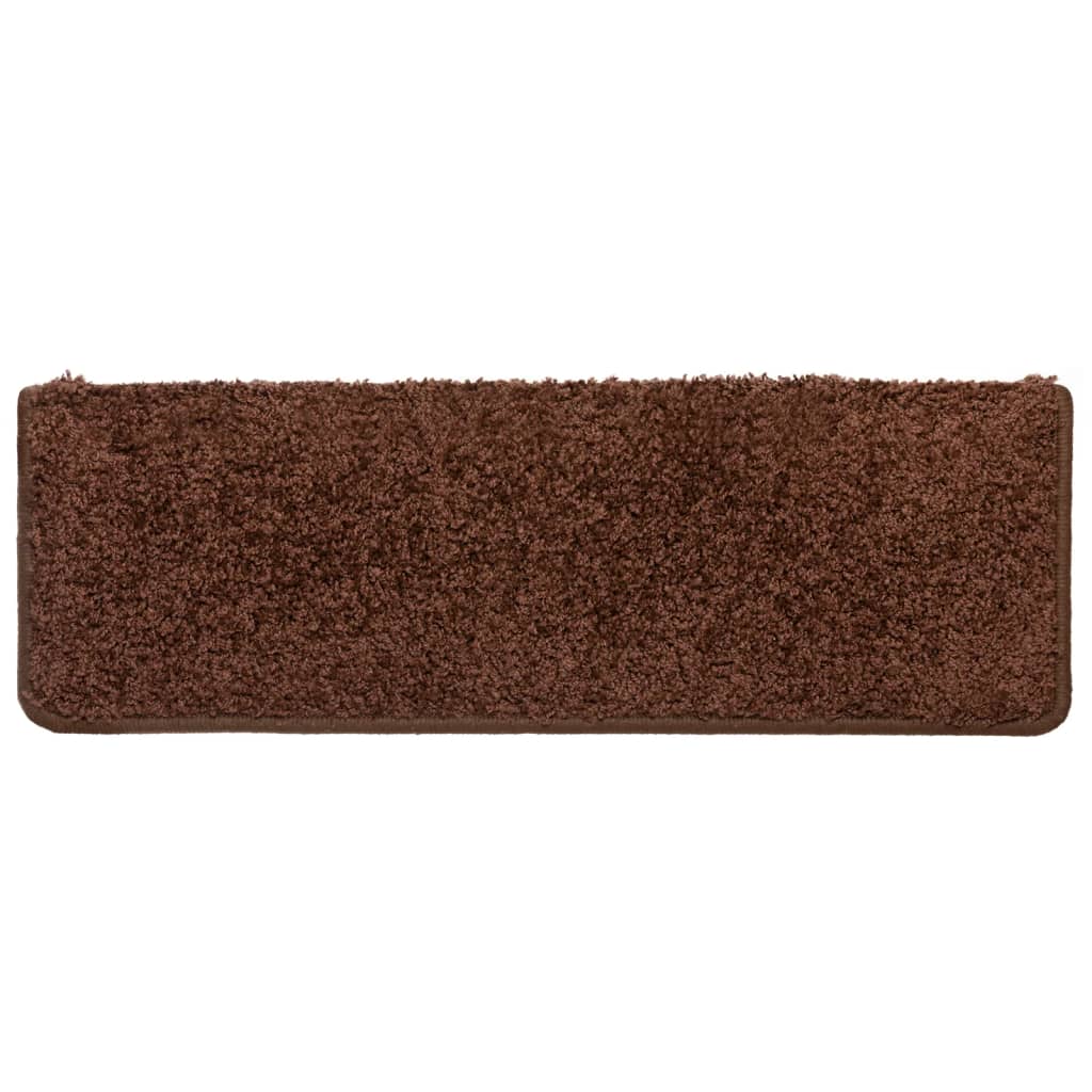 Tappetini per scale 10 pz 65x21x4 cm Marrone Bordo rettangolare 149821