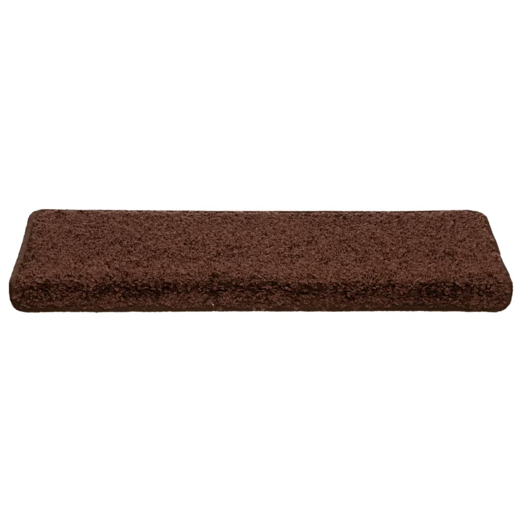 Tappetini per scale 10 pz 65x21x4 cm Marrone Bordo rettangolare 149821