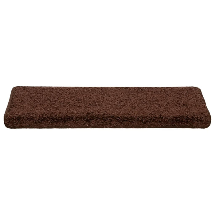 Tappetini per scale 10 pz 65x21x4 cm Marrone Bordo rettangolare 149821