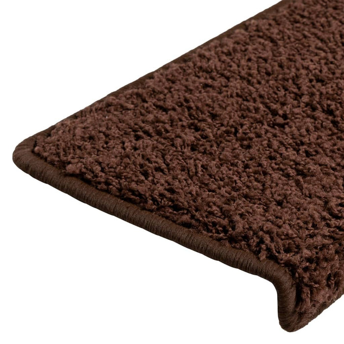 Tappetini per scale 10 pz 65x21x4 cm Marrone Bordo rettangolare 149821