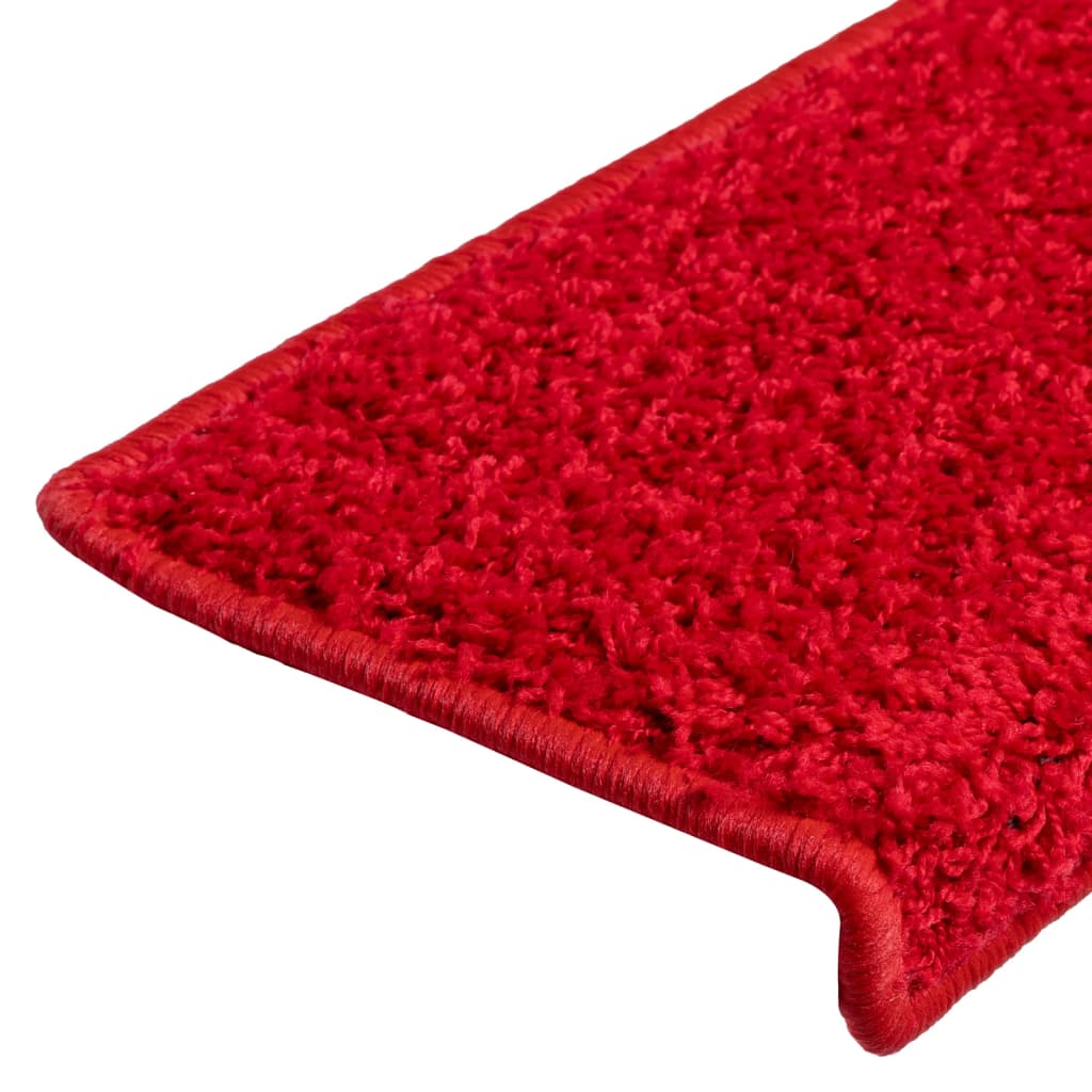 Tappetini per scale 10 pz 65x21x4 cm Rosso Bordo rettangolare 149829