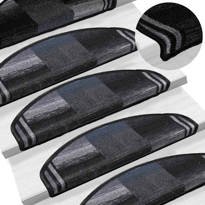 Tappetini per Scale Autoadesivi 5 pz 65x21x4 cm Nero e Grigio