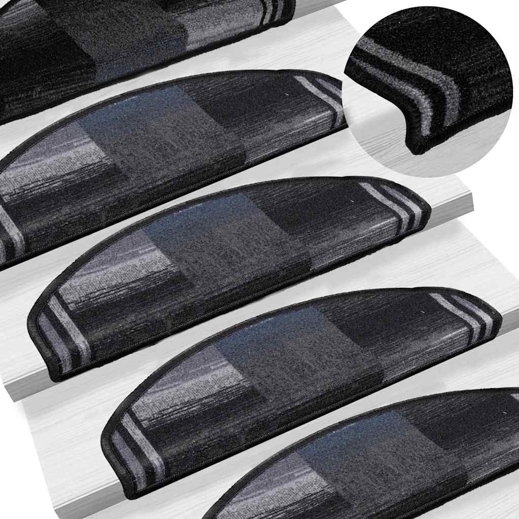 Tappetini per Scale Autoadesivi 10 pz 65x21x4 cm Nero e Grigio 149835