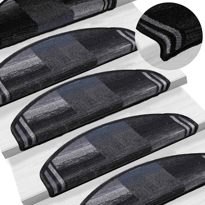 Tappetini per Scale Autoadesivi 10 pz 65x21x4 cm Nero e Grigio 149835