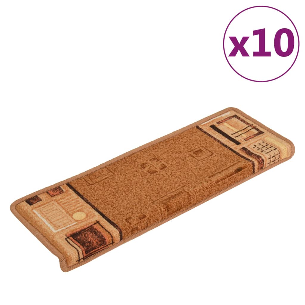 Tappetini per Scale Autoadesivi 10 pz 65x21x4 cm Beige 149841
