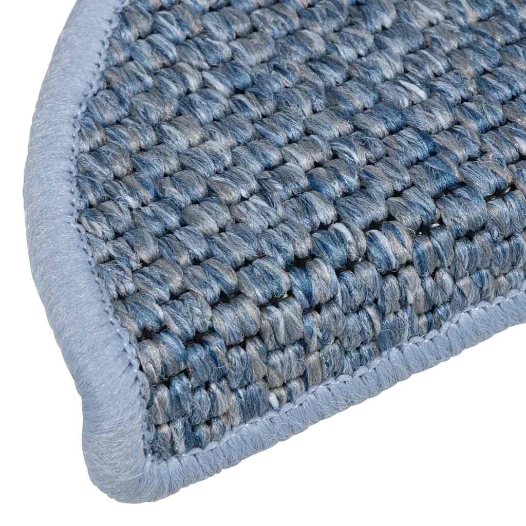 Tappeti Autoadesivi per Scale Aspetto Sisal 15pz 56x17x3 cm Blu 326862