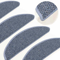 Tappeti Autoadesivi per Scale Aspetto Sisal 15pz 56x17x3 cm Blu 326862