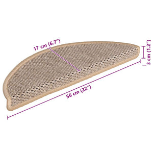 Tappeti Adesivi Scale Aspetto Sisal 15pz 56x17x3cm Beige Chiaro 326868