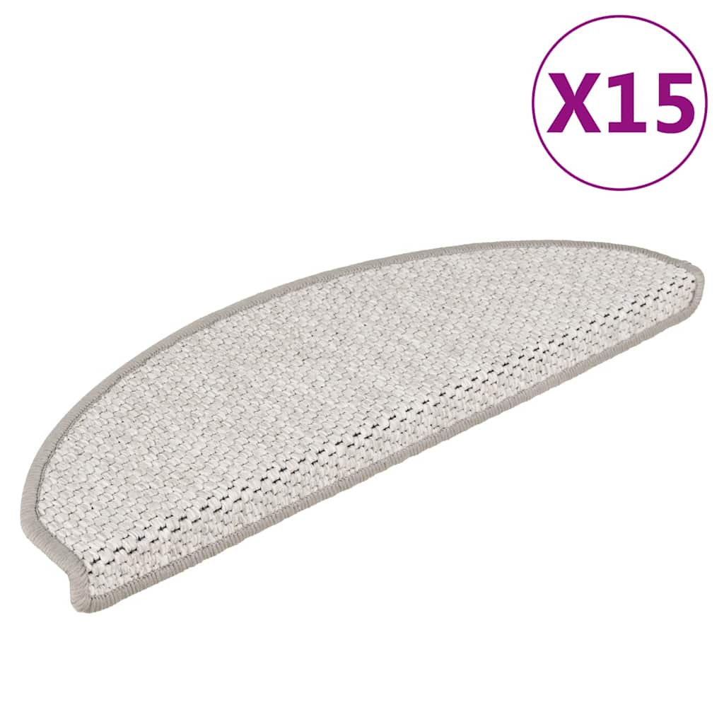 Tappeti Autoadesivi Scale Aspetto Sisal 15 pz 65x21x4cm Platino