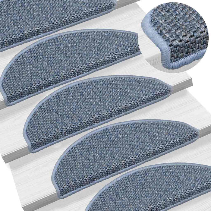 Tappeti Autoadesivi Scale Aspetto Sisal 15 pz 65x21x4 cm Blu 326874