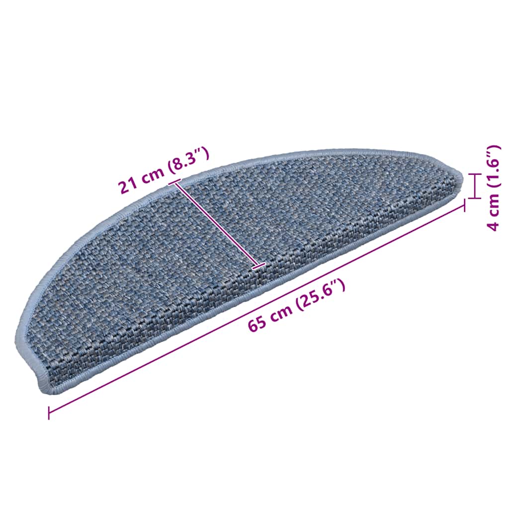 Tappeti Autoadesivi Scale Aspetto Sisal 15 pz 65x21x4 cm Blu 326874