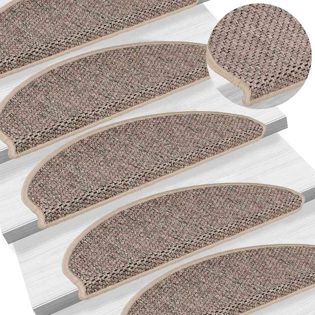 Tappeti Adesivi Scale Aspetto Sisal 15 pz 65x21x4cm Beige Scuro 326878