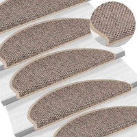 Tappeti Adesivi Scale Aspetto Sisal 15 pz 65x21x4cm Beige Scuro 326878