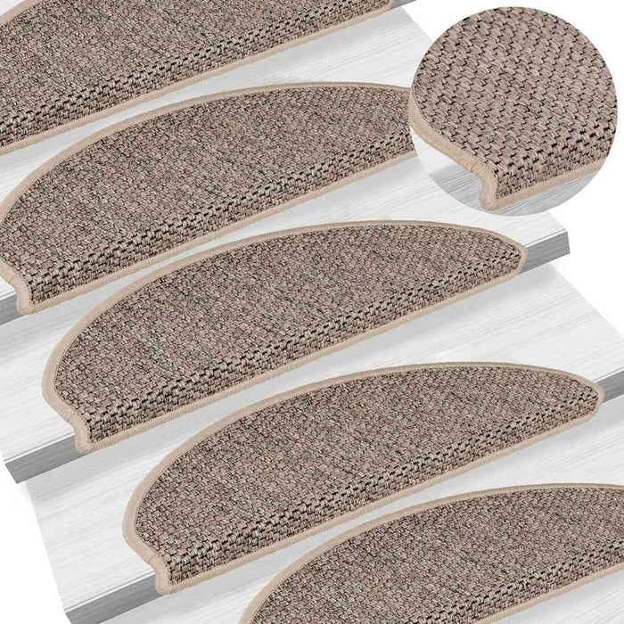 Tappeti Adesivi Scale Aspetto Sisal 15 pz 65x21x4cm Beige Scuro 326878