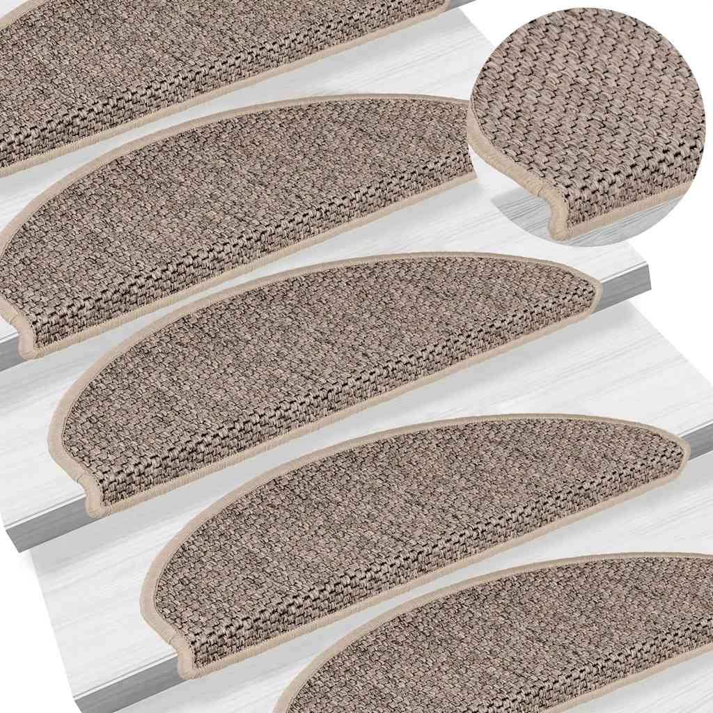 vidaXL Tappeti Adesivi Scale Aspetto Sisal 15 pz 65x21x4cm Beige Scuro
