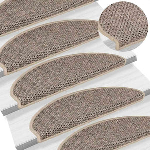 vidaXL Tappeti Adesivi Scale Aspetto Sisal 15 pz 65x21x4cm Beige Scuro