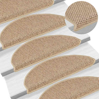 vidaXL Tappeti Autoadesivi Scale Aspetto Sisal 15 pz 65x21x4 cm Sabbia