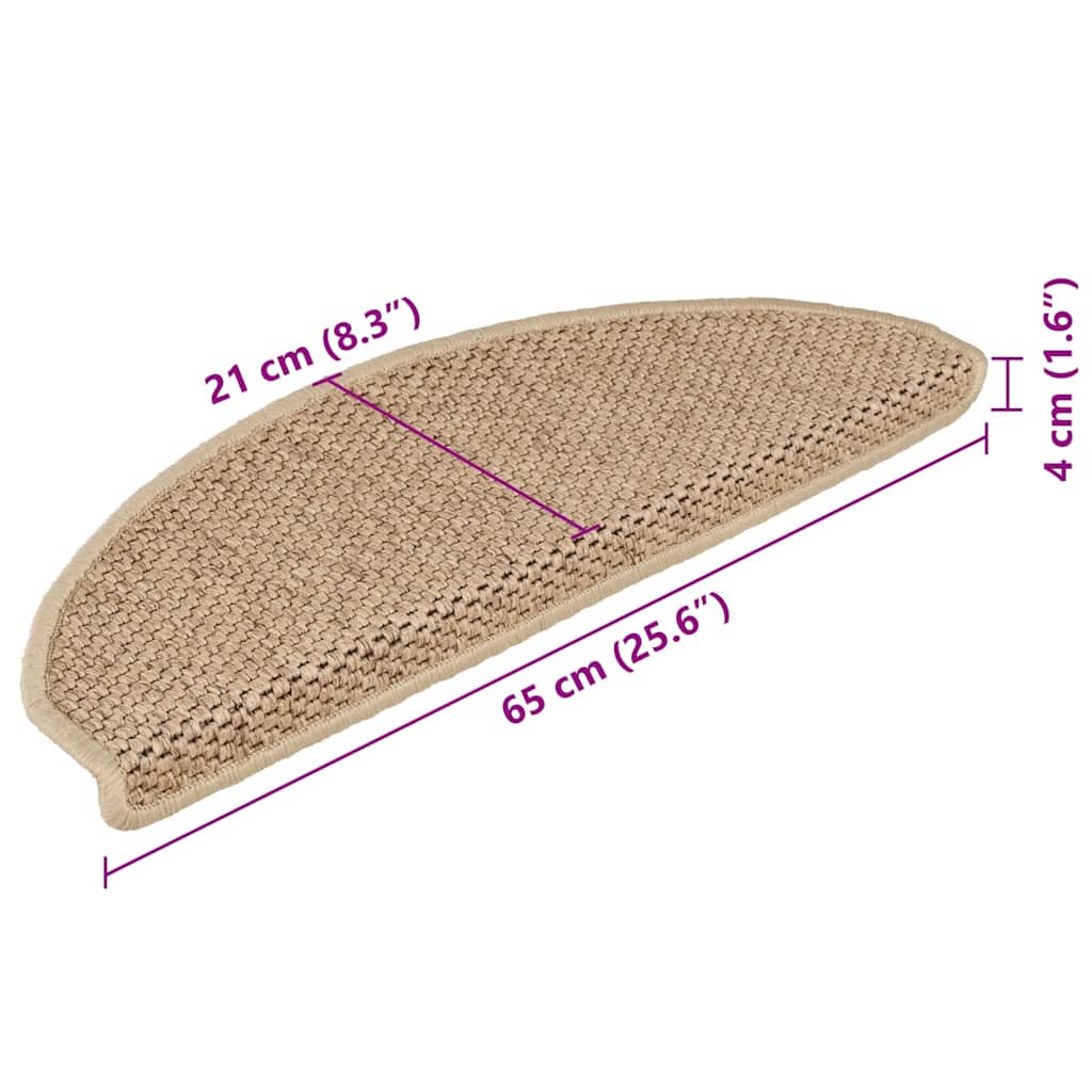 vidaXL Tappeti Autoadesivi Scale Aspetto Sisal 15 pz 65x21x4 cm Sabbia