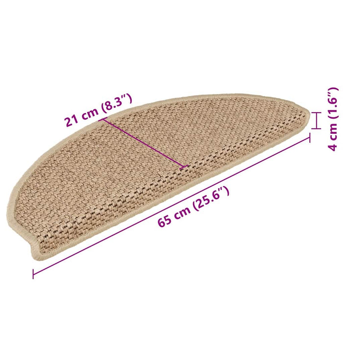 vidaXL Tappeti Autoadesivi Scale Aspetto Sisal 15 pz 65x21x4 cm Sabbia