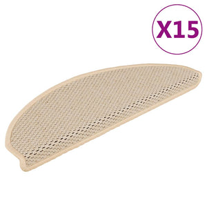 Tappeti Autoadesivi Scale Aspetto Sisal 15 pz 65x21x4 cm Cremacod mxl 104931