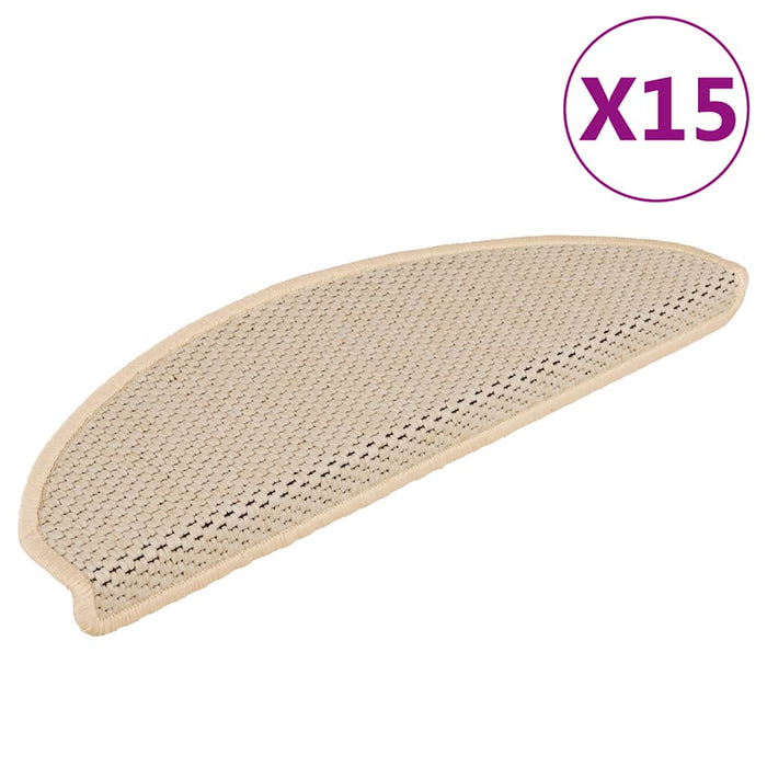 Tappeti Autoadesivi Scale Aspetto Sisal 15 pz 65x21x4 cm Cremacod mxl 104931