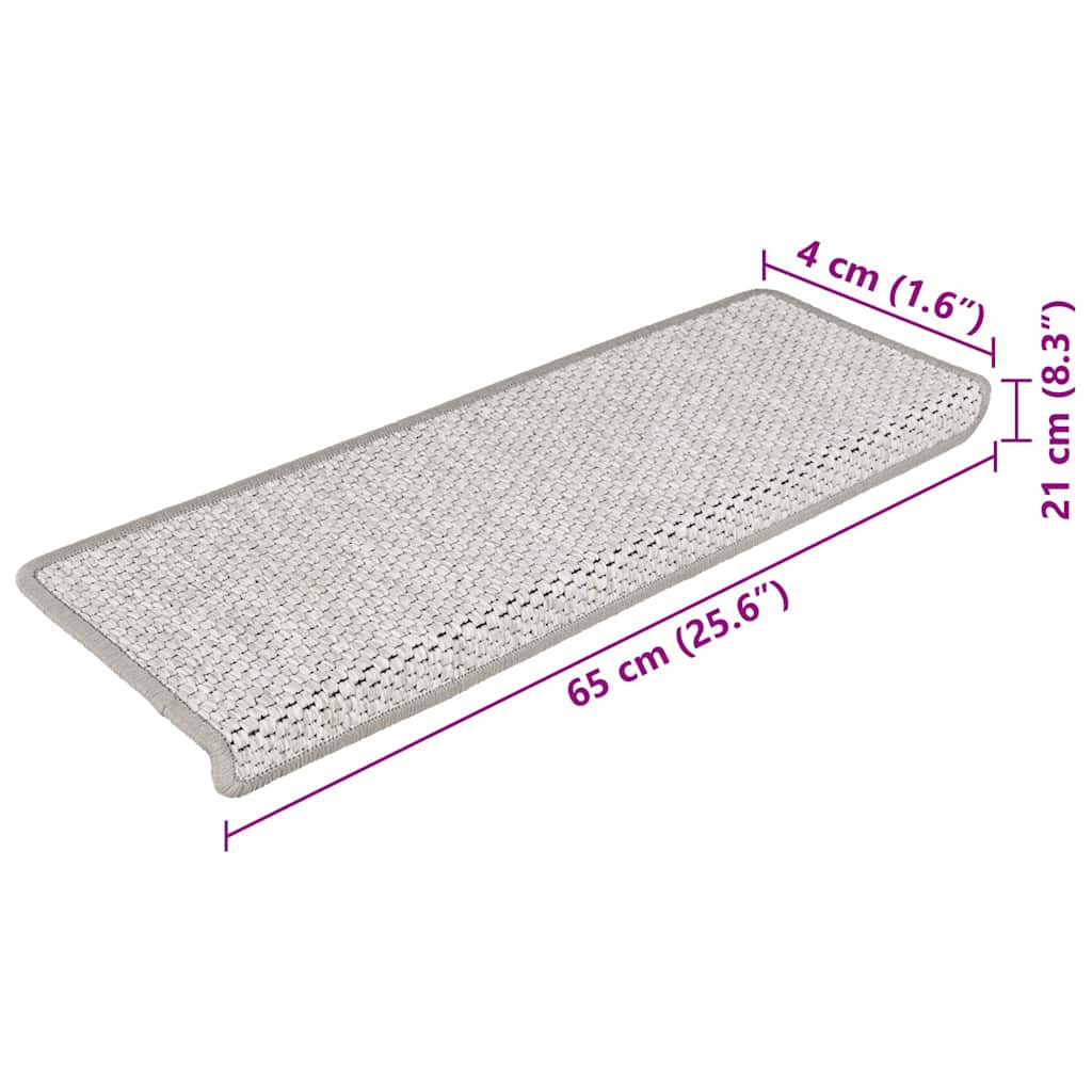 Tappeti Autoadesivi Scale Aspetto Sisal 15 pz 65x21x4cm Platino 326882