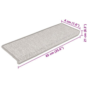 Tappeti Autoadesivi Scale Aspetto Sisal 15 pz 65x21x4cm Platino 326882