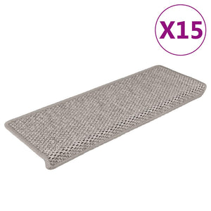 Tappeti Autoadesivi Scale Aspetto Sisal 15 pz 65x21x4cm Argentocod mxl 97376