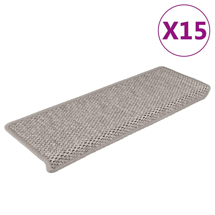 Tappeti Autoadesivi Scale Aspetto Sisal 15 pz 65x21x4cm Argentocod mxl 97376