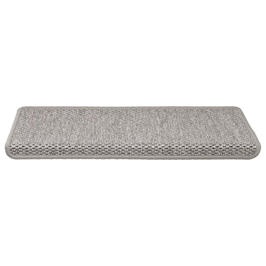 Tappeti Autoadesivi Scale Aspetto Sisal 15 pz 65x21x4cm Argento 326883