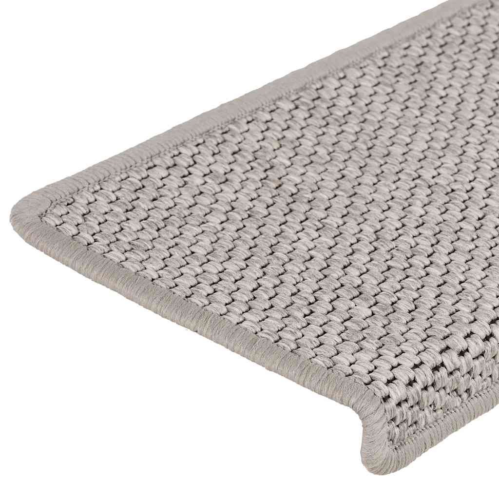 Tappeti Autoadesivi Scale Aspetto Sisal 15 pz 65x21x4cm Argento 326883
