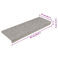 Tappeti Autoadesivi Scale Aspetto Sisal 15 pz 65x21x4cm Argento 326883