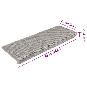 Tappeti Autoadesivi Scale Aspetto Sisal 15 pz 65x21x4cm Argento 326883