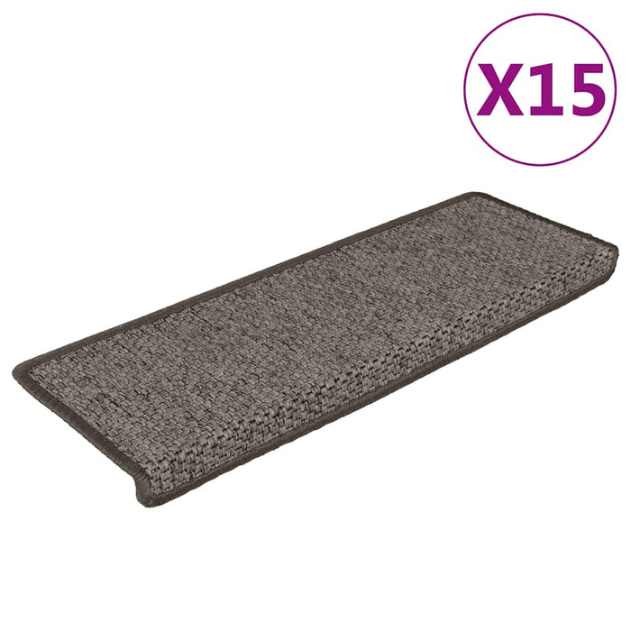 Tappeti Autoadesivi Scale Sisal 15pz 65x25cm Grigio e Beige cod mxl 74438