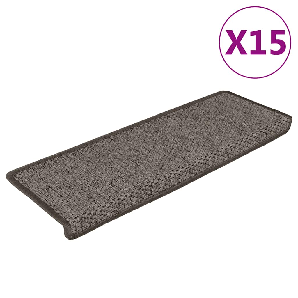 Tappeti Autoadesivi Scale Sisal 15pz 65x25cm Grigio e Beige cod mxl 74438