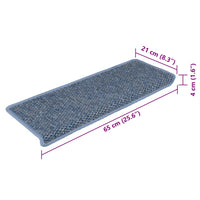 Tappeti Autoadesivi Scale Aspetto Sisal 15 pz 65x21x4 cm Blu 326886