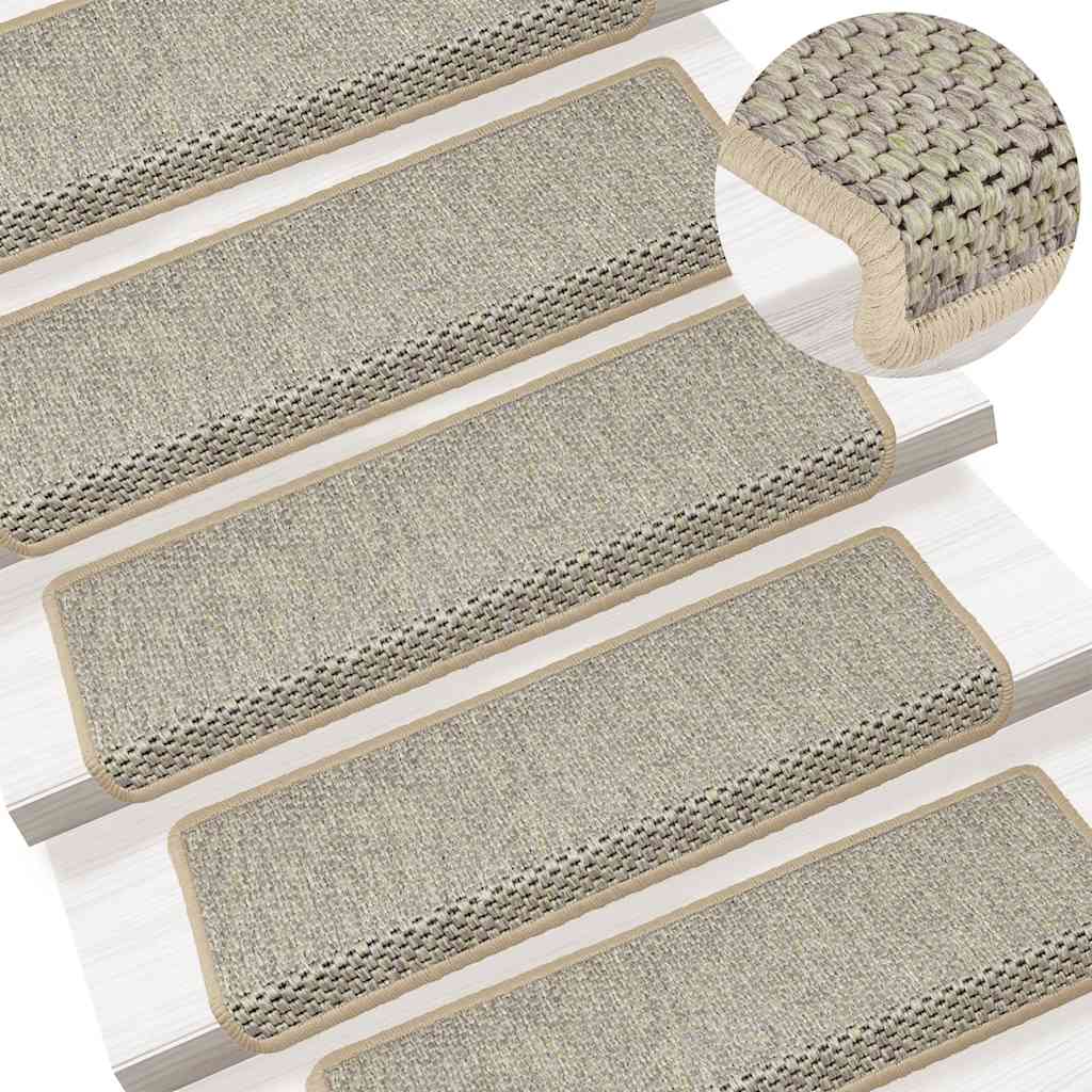 Tappeti Autoadesivi Scale Aspetto Sisal 15 pz 65x21x4 cm Verdi 326887