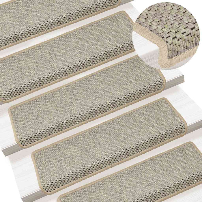 Tappeti Autoadesivi Scale Aspetto Sisal 15 pz 65x21x4 cm Verdi 326887