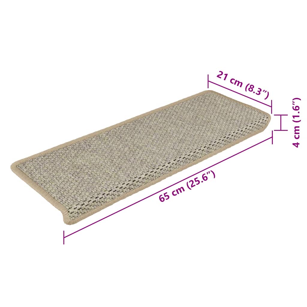 Tappeti Autoadesivi Scale Aspetto Sisal 15 pz 65x21x4 cm Verdi 326887