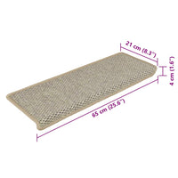 Tappeti Autoadesivi Scale Aspetto Sisal 15 pz 65x21x4 cm Verdi 326887