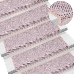 Tappeti Autoadesivi Scale Aspetto Sisal 15 pz 65x21x4cm Rosa 326888