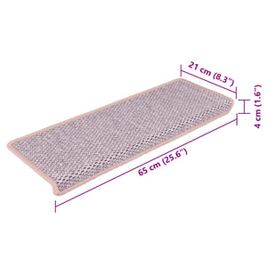 Tappeti Autoadesivi Scale Aspetto Sisal 15 pz 65x21x4cm Rosa 326888