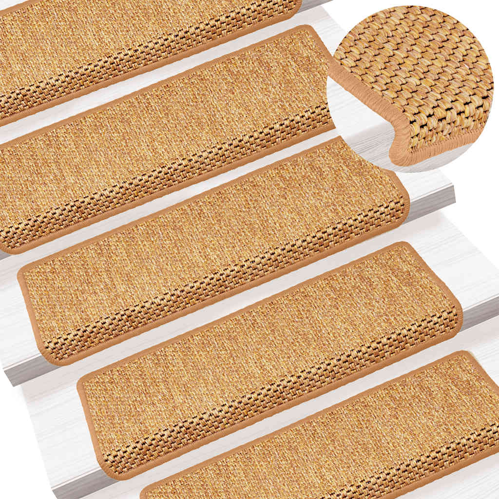 Tappeti Autoadesivi Scale Aspetto Sisal 15pz 65x21x4 Arancione 326889