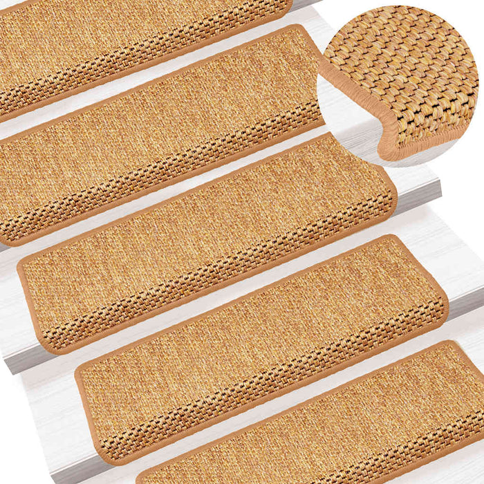 Tappeti Autoadesivi Scale Aspetto Sisal 15pz 65x21x4 Arancione 326889