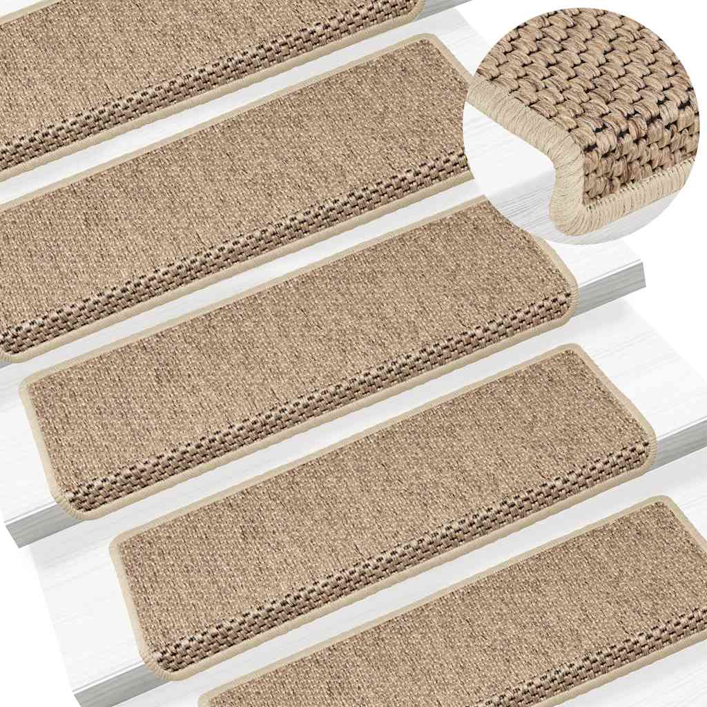 vidaXL Tappeti Autoadesivi Scale Aspetto Sisal 15 pz 65x21x4 cm Sabbia