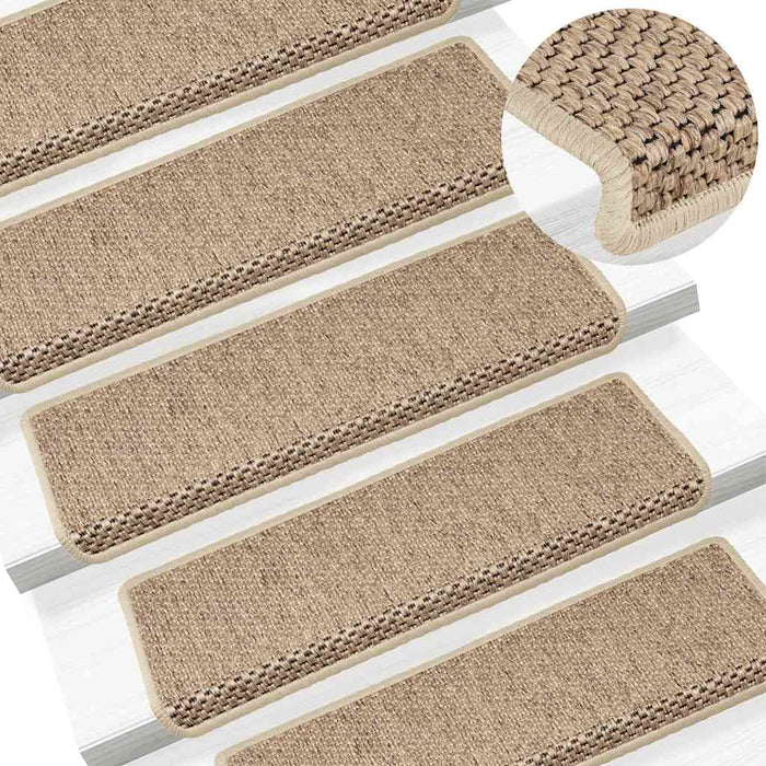 vidaXL Tappeti Autoadesivi Scale Aspetto Sisal 15 pz 65x21x4 cm Sabbia