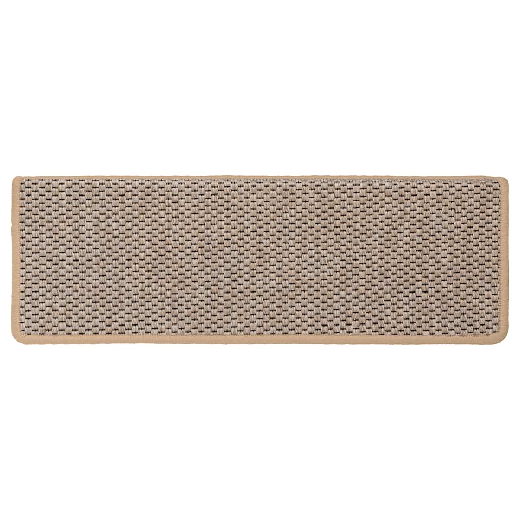 Tappeti Adesivi Scale Aspetto Sisal 15pz 65x21x4cm Beige Chiaro 326892