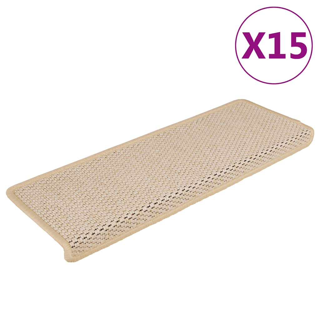Tappeti Autoadesivi Scale Aspetto Sisal 15 pz 65x25 cm Crema cod mxl 77948