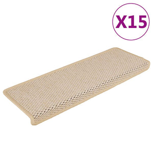 Tappeti Autoadesivi Scale Aspetto Sisal 15 pz 65x25 cm Crema cod mxl 77948